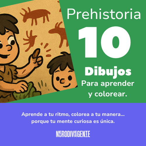 10 Dibujos para colorear y aprender sobre prehistoria